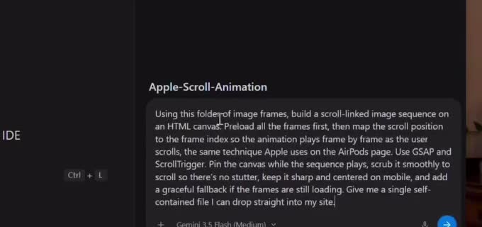 สั่ง AI coding tool ทำ scroll animation