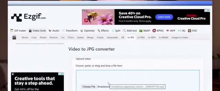 หน้าจอ EZGIF video to image sequence