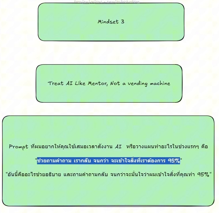 Mindset 3: Treat AI like a mentor, not a vending machine พร้อม prompt 2 ประโยค